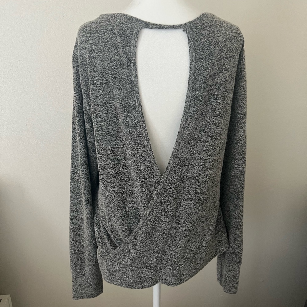 CHAMPION | Heather Grey Open Back Workout Long Sleeve Top with Thumb Holes